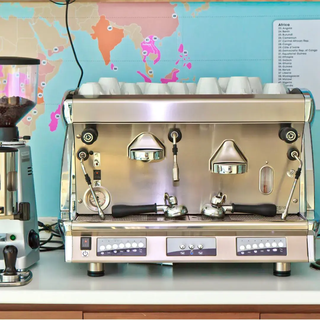 Specialty Coffee Machine Clean professional coffee machine ready for specialty drinks.
