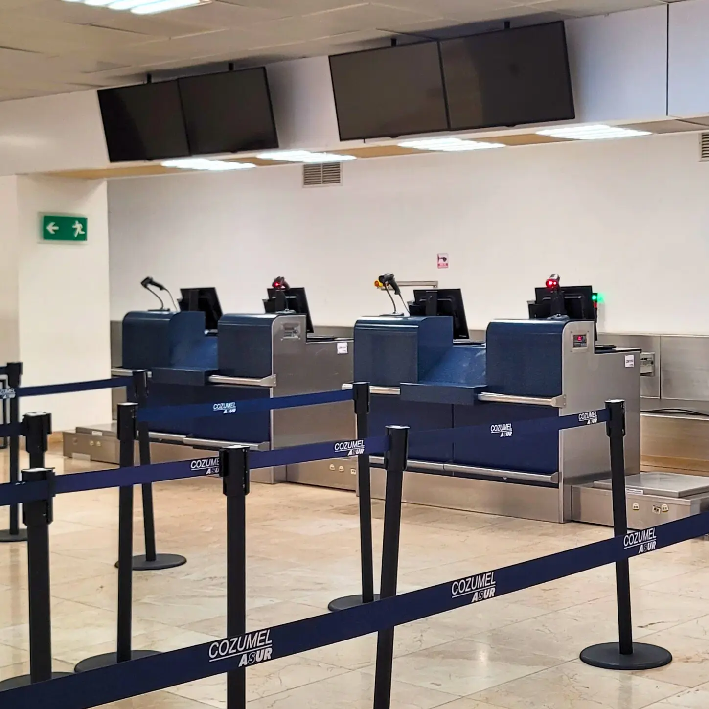 Cozumel Airport ticket counter with wide, accessible lanes.