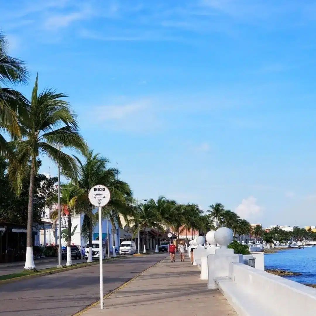 Cozumel Downtown Walkable Area: Malecon The Malecon, Cozumel's main street, showcasing walkability and local flavor in Centro.
