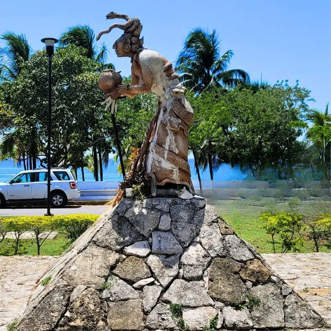 Statue of Ixchel, Mayan goddess of fertility and medicine, located on the north side of Cozumel.