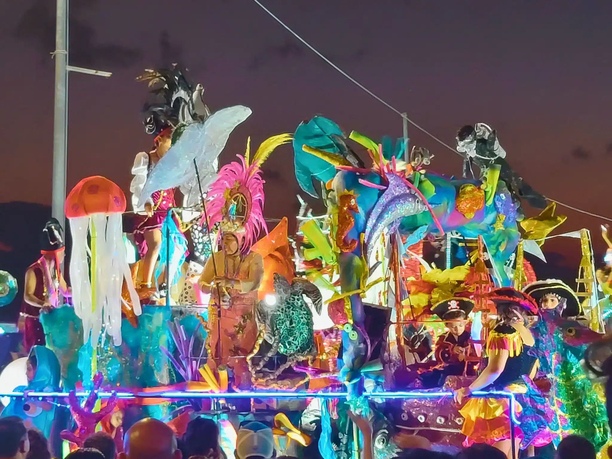 Colorful floats and performers at Cozumel Carnaval