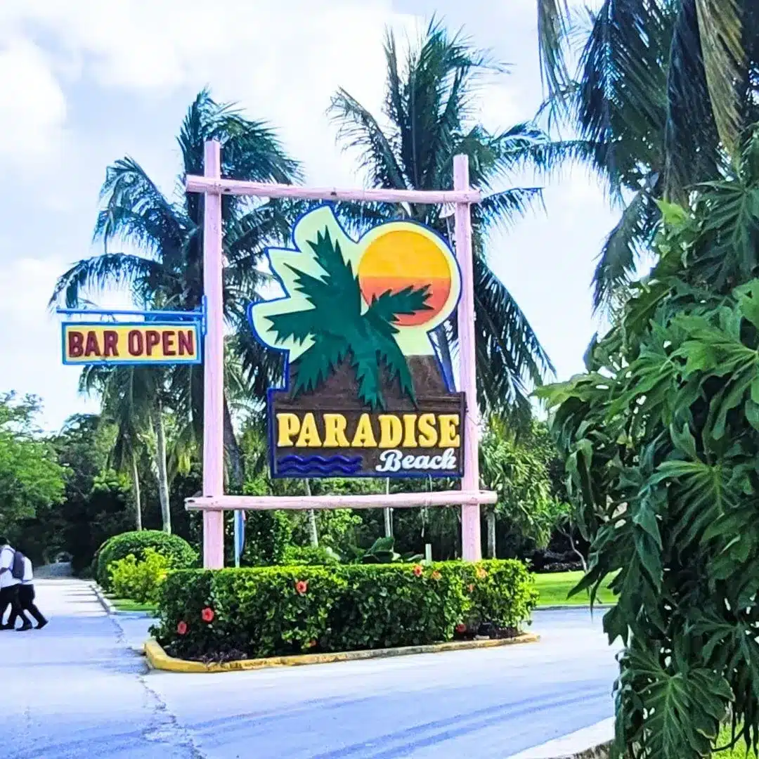 Paradise Beach Club entrance sign