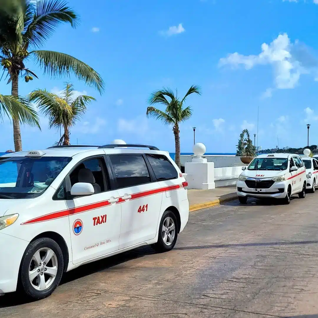 Parked Cozumel taxi at cruise port