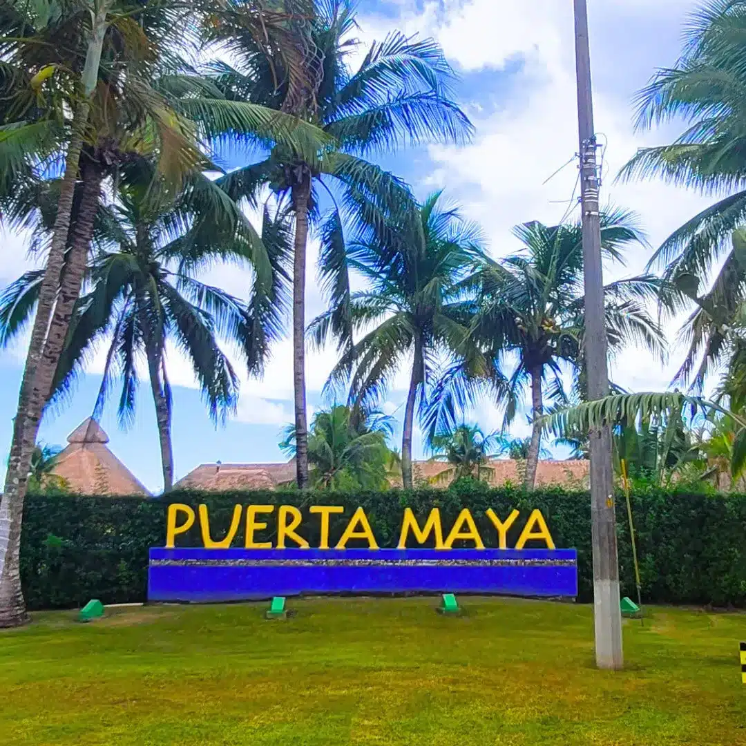 Puerta Maya sign at cruise pier in Cozumel and Can I Walk to Downtown from Puerta Maya Pier Safely?